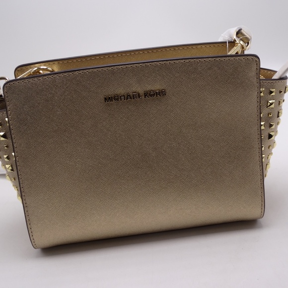 Michael Kors Selma Pale Gold studs MD Messenger - Picture 3 of 5